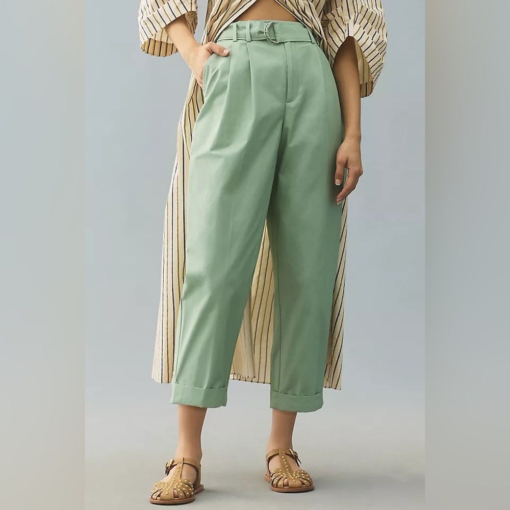 NWT Anthropologie Maeve Belted Tapered Pants, Size 2 - Picture 2 of 8